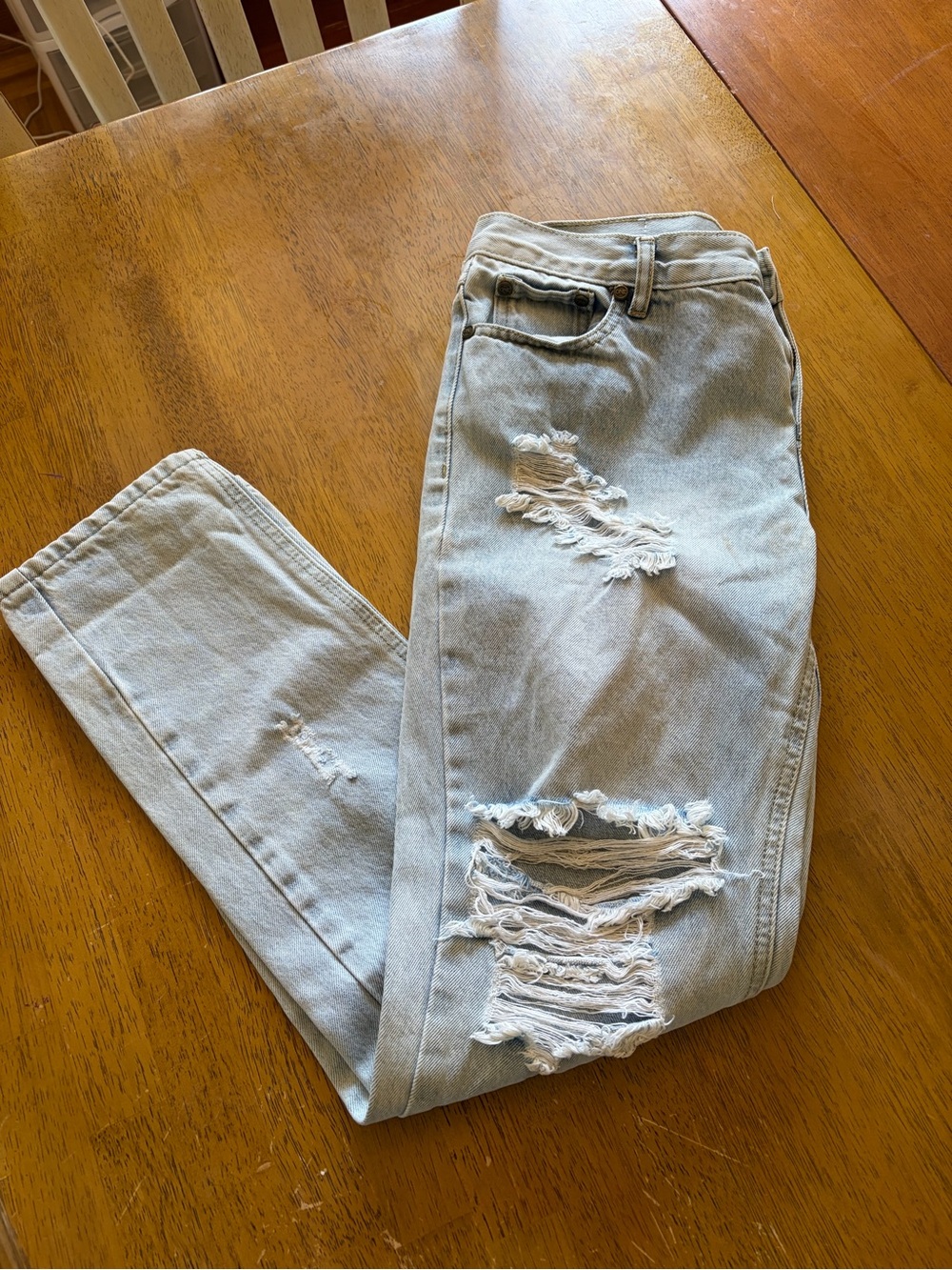 One Teaspoon Awesome Baggies Distressed Light Wash Jeans Size 28 Relaxed Denim